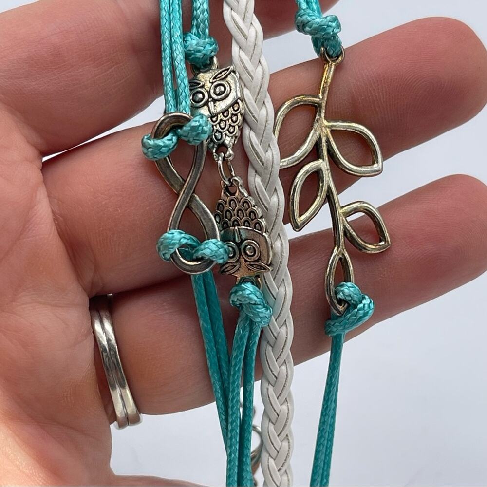 Cool Teal and Silver, MultiStrand Bracelet. Chain to be adjustable for size.